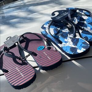 Red and Blue Tommy  Flip Flops and Nautica blue both size 10